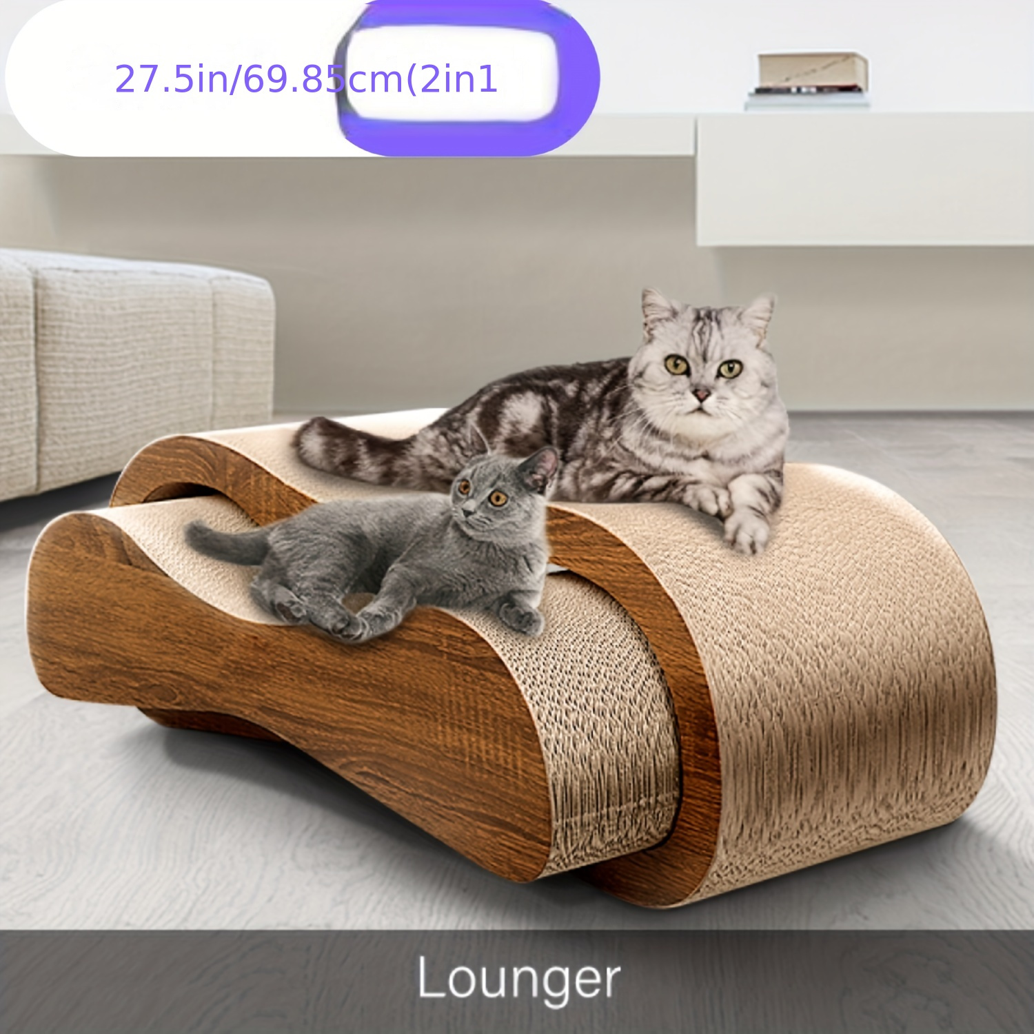 

2 In 1 Cat Scratcher Cardboard Lounge Bed, Cat Scratching Board, Durable Board Pads Prevents Furniture Damage, Large