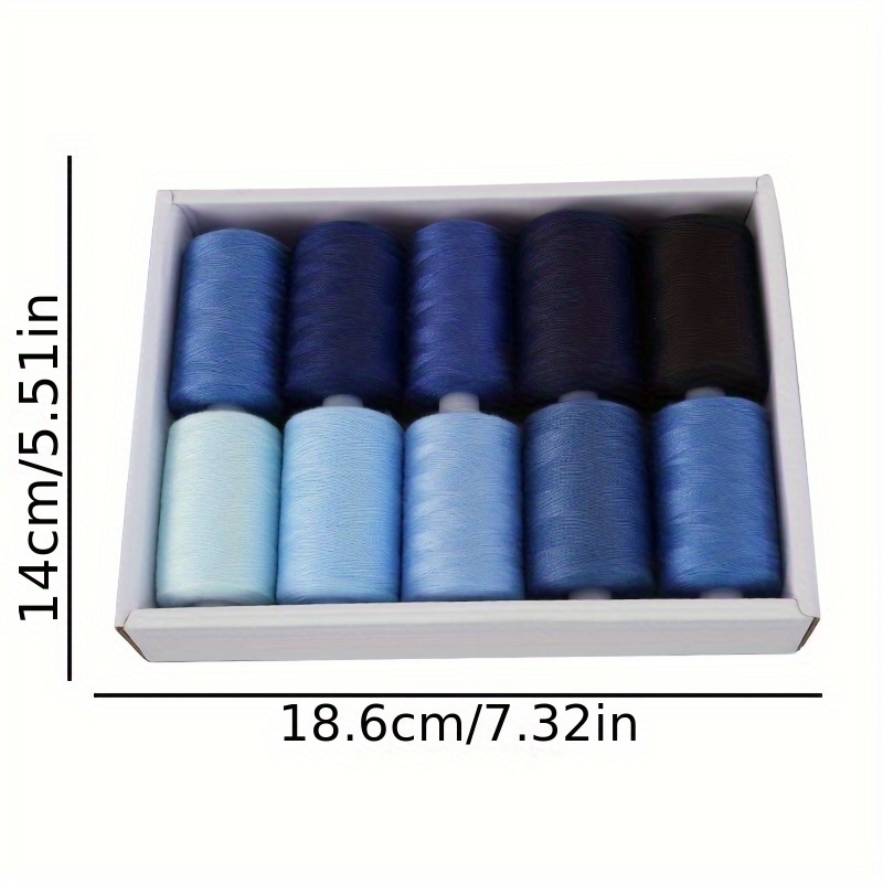 Hilo de coser, 6 carretes grandes de hilos de poliéster para coser a mano,  acolchar y máquina de coser en tonos de color azul, 1000 yardas por carrete