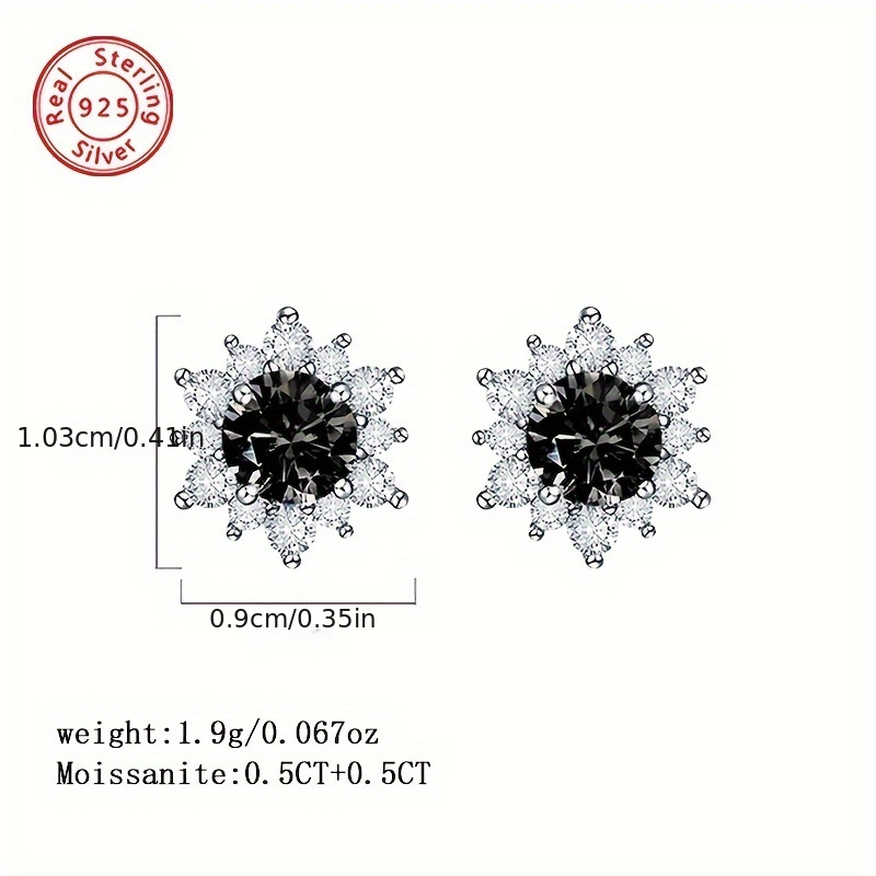 925 Silver Moissanite Snowflake Stud Earrings
