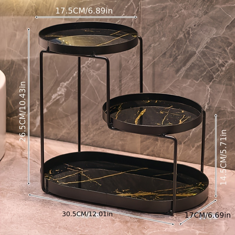 Large Capacity Bathroom Organizer - Sleek Cast Iron Countertop Shelf For Cosmetics, Skincare, Perfume & Toothbrushes