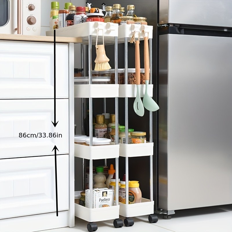1pc 4 Layers Narrow Cabinet Rack With Wheels, Suitable For Bathroom,  Kitchen And Living Room