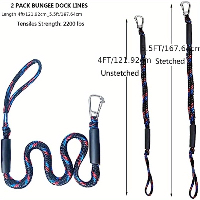 Secure Your Boat With These Durable 4ft Bungee Dock Lines 316 Stainless  Steel Snap Hooks Included, Free Shipping On Items Shipped From Temu