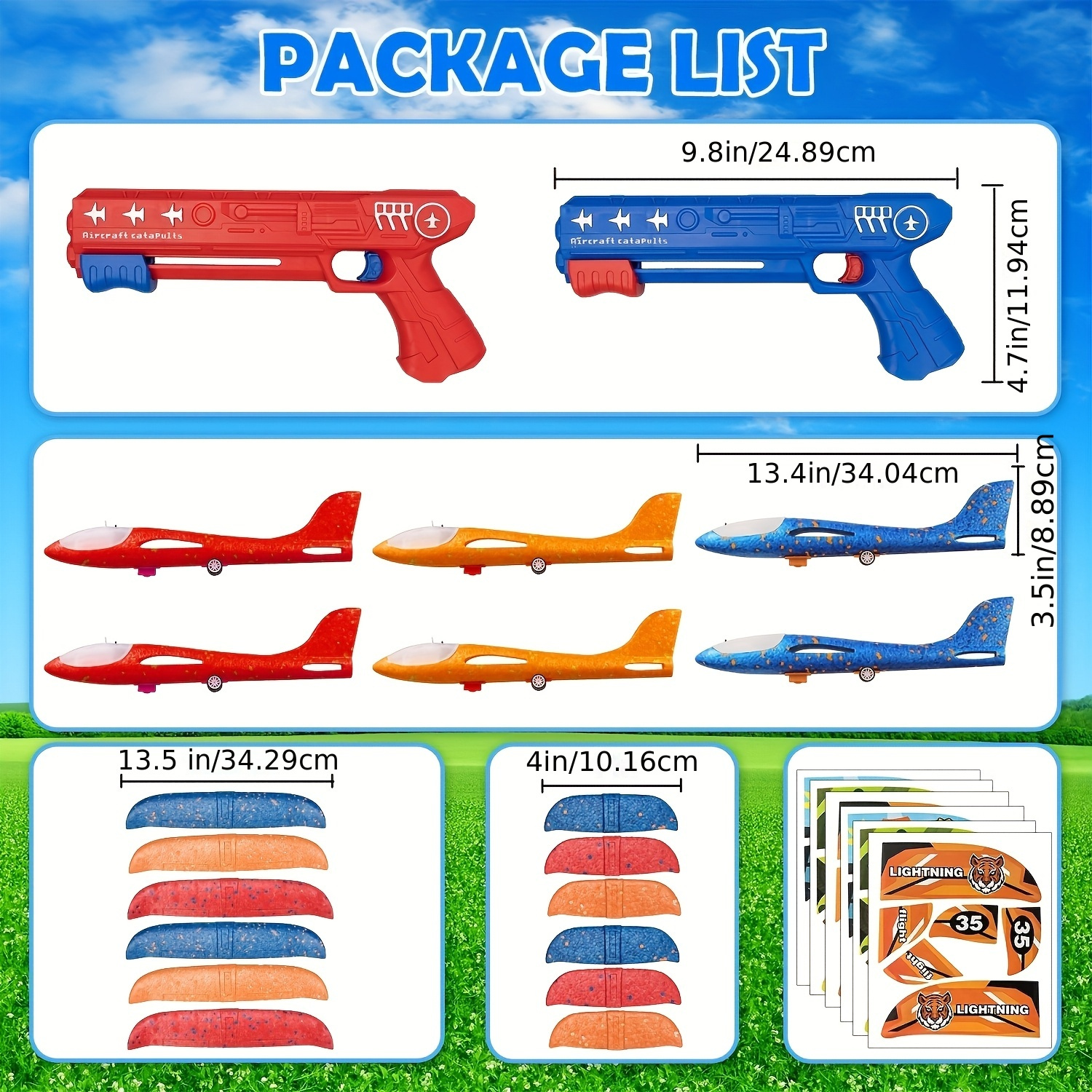3/6pcs Airplane Launcher Toy With 3 Stickers - Interactive Flying Game, 2 Flight Modes, Durable PP Material, Easy Assembly - Ideal For Outdoor Play, Halloween, Christmas, Birthday Gifts For Ages 3-12
