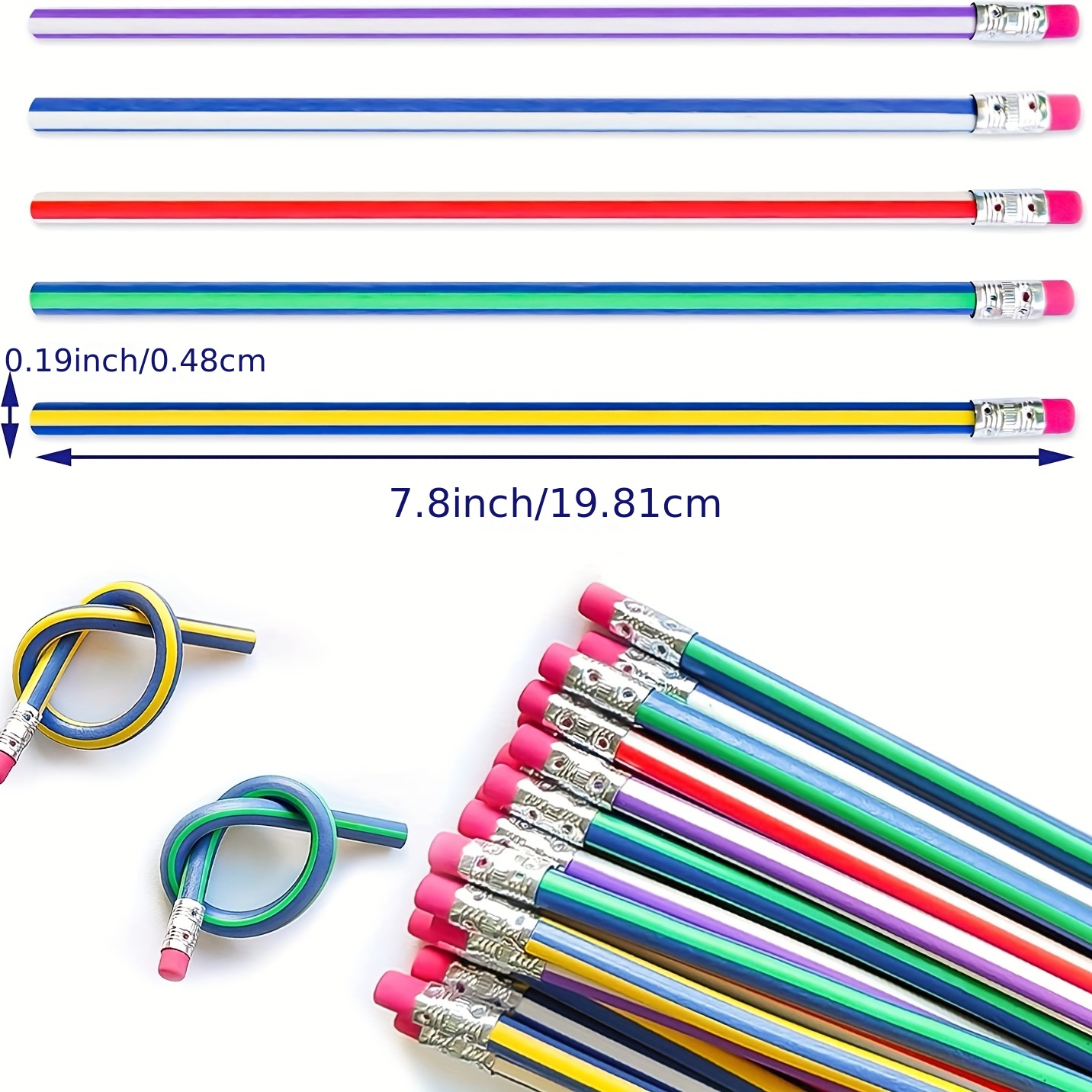 YSDYY 18 matite flessibili e morbide, con 18 gomme e 6 temperamatite, non  si rompono liberamente matite deformate, matite creative per bambini.
