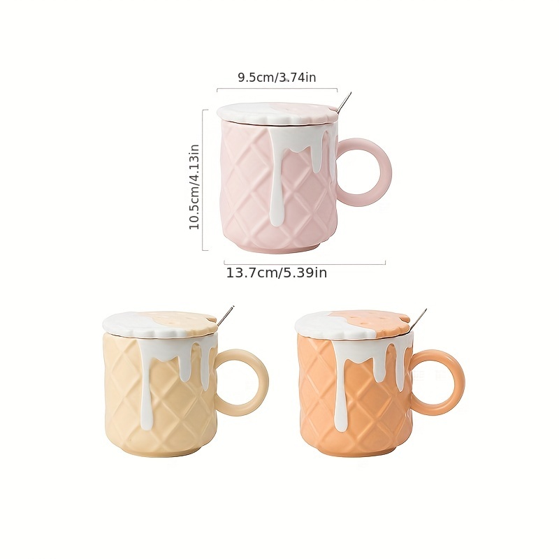 New Ceramic Ice Cream Mug Creative Water Cup Cartoon Breakfast Cup