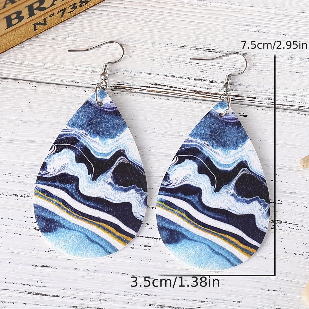 marble wavy pattern teardrop dangle earrings Temu