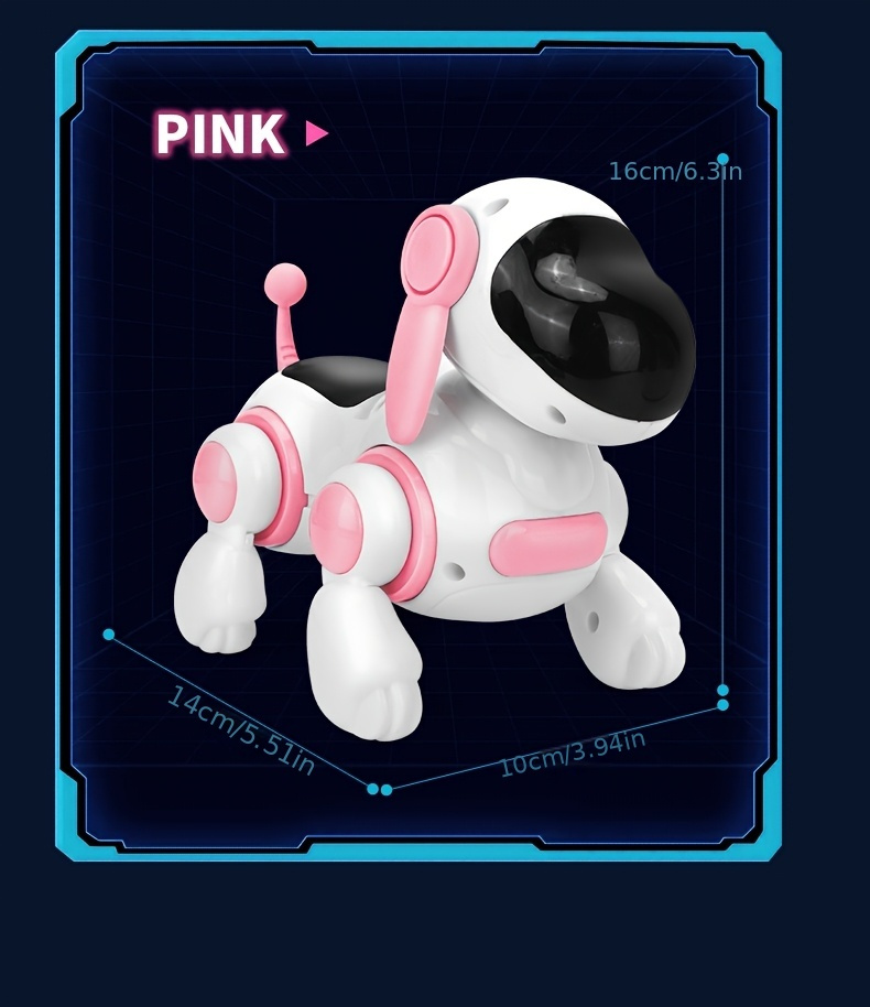 Juguete interactivo de robot perro que canta y camina para niños pequeños - Compañero de aprendizaje temprano con música, modo de baile, velocidad ajustable y luces, plástico ABS duradero, alimentado por batería (baterías no incluidas) - Azul cielo, verde claro, rosa, entretenimiento para niños pequeños, diseño juguetón, seguro para niños pequeños