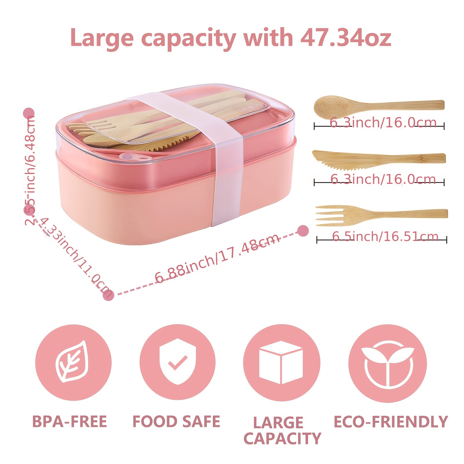 All In One Stackable Bento Lunch Box Leak-proof Microwave Safe & BPA Free