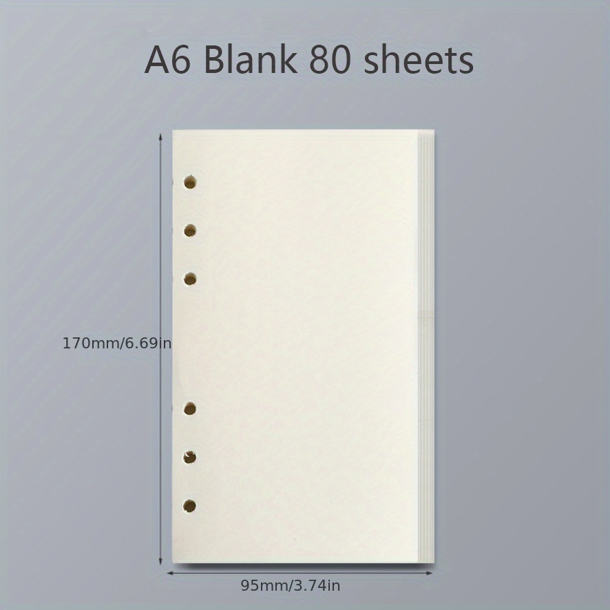  A6 Filler Paper, 6-Hole Punched for 6-Ring Binders, 8mm Ruled  Loose Leaf Paper,10.5 x 16.9cm Inserts Paper, 80 Sheets/160 Pages, Beige,  Lined : Office Products