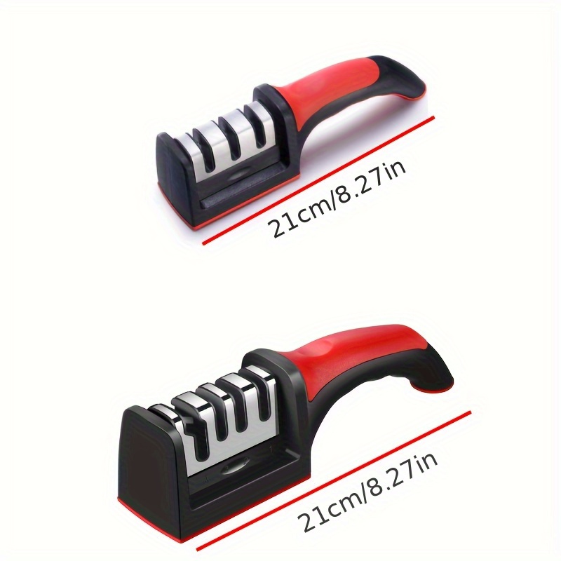 Knife Sharpener Handheld Multi-function 3 Stages Type Quick Sharpening Tool  With Non-slip Base Kitchen Knives Accessories Gadget