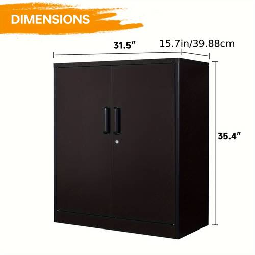 metal storage cabinet with 2 adjustable shelves steel counter cabinet with lockable doors for home office