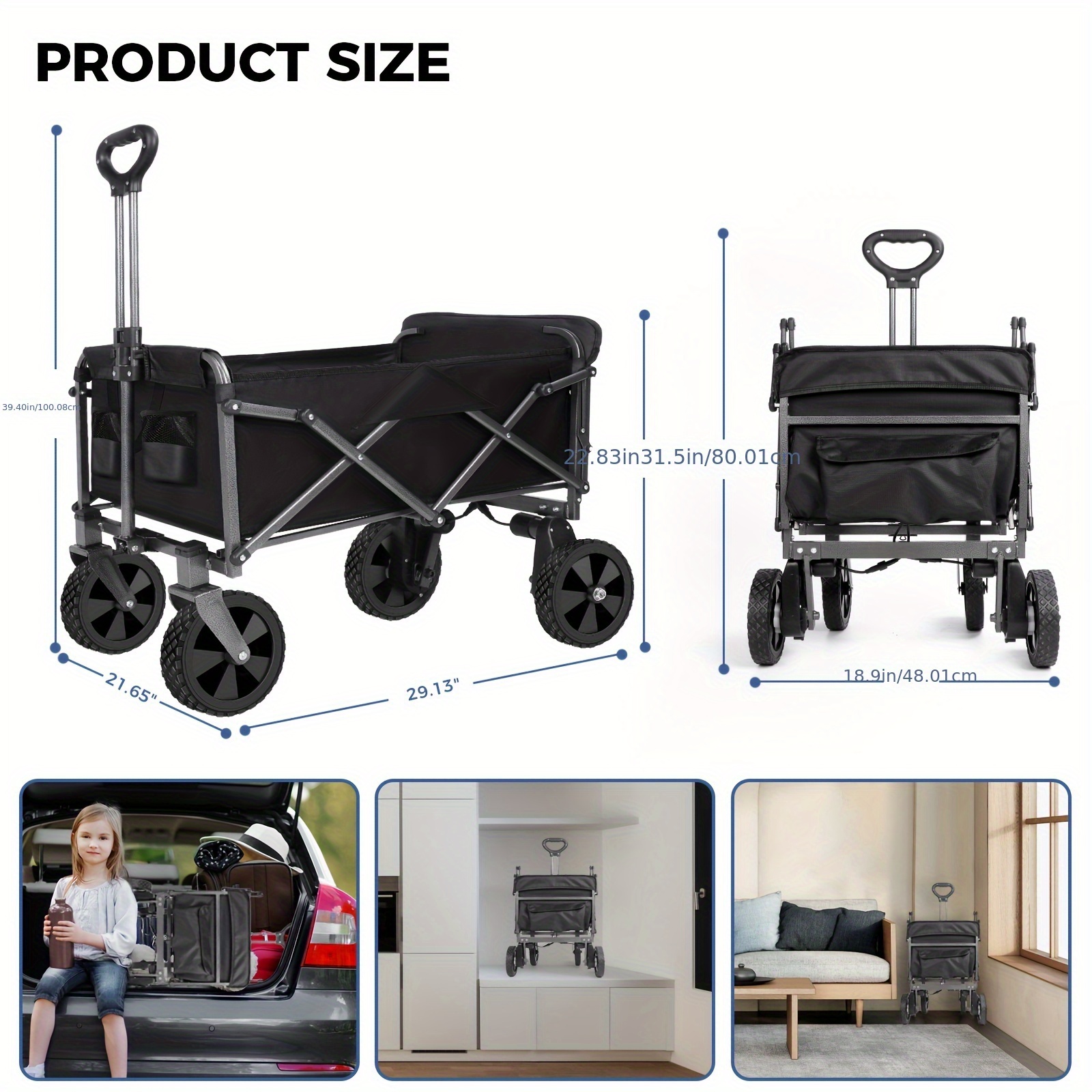 Electric Foldable Garden Wagon Cart – 5000mAh, 300lb Capacity, All-Terrain, 4 Wheels
