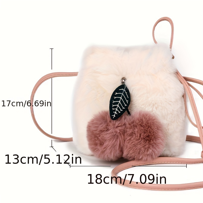 Cherry Decor Fluffy Bucket Bag