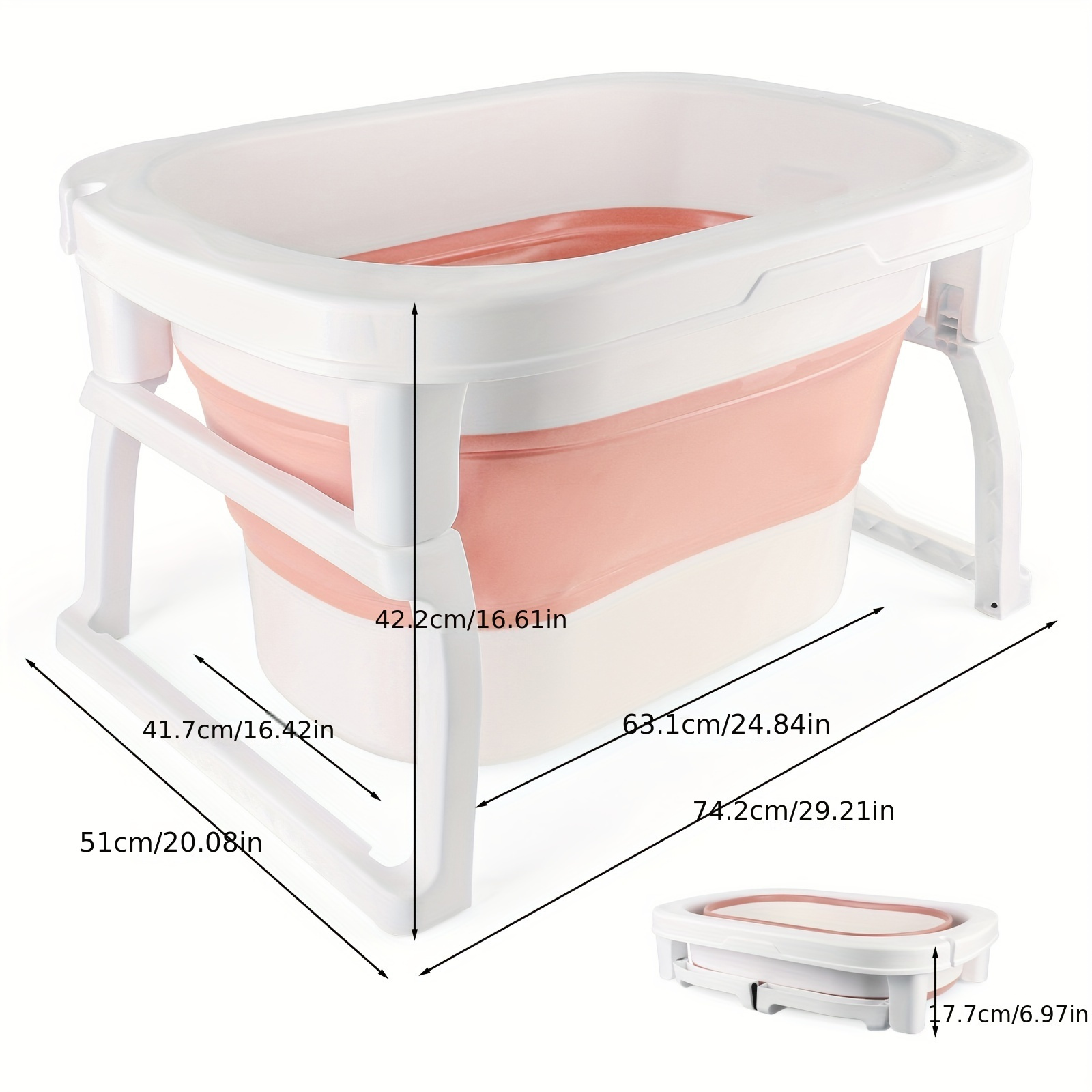 Foldable Pet Bath Tub Large Capacity Portable Dog Cat Bathtub Collapsible Dog Washing Basin For Dogs Litter Or Housebreaking Pink