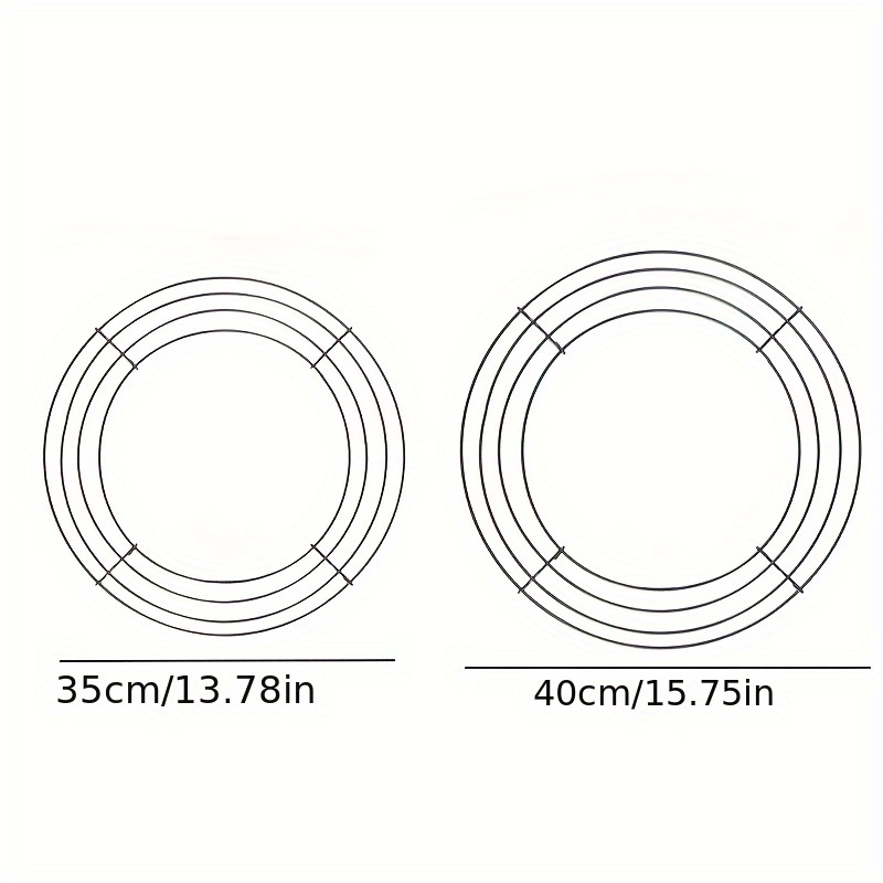TEMU 2pcs 35/40 Cm Metal Wire Wreath Frames Green Christmas Metal Circular Wire Frames For Floral Arrangement Craft Wreath Supplies