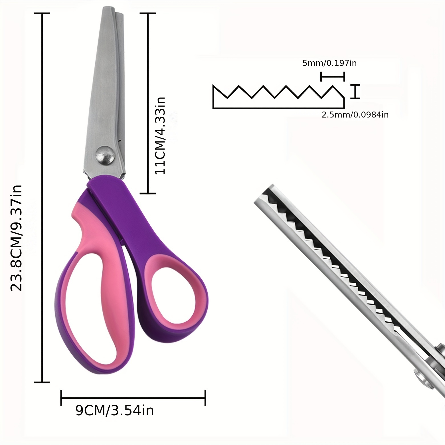 Pinking Shears Scissors for Fabric Paper Cutting, 9 Stainless Steel Zig  Zag Cut Scissors, Professional Strong Sharpe Sewing Dressmaking Scissors