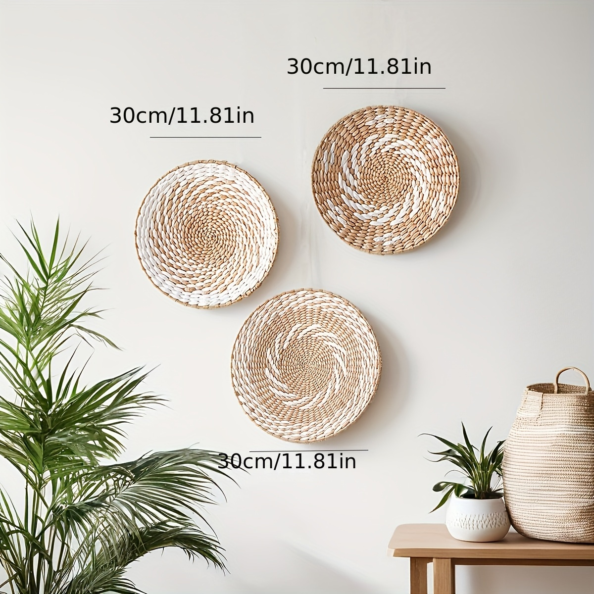 3pcs Set, Hand-woven, Curved And Round Three-dimensional Pendant, , Suitable For Multiple