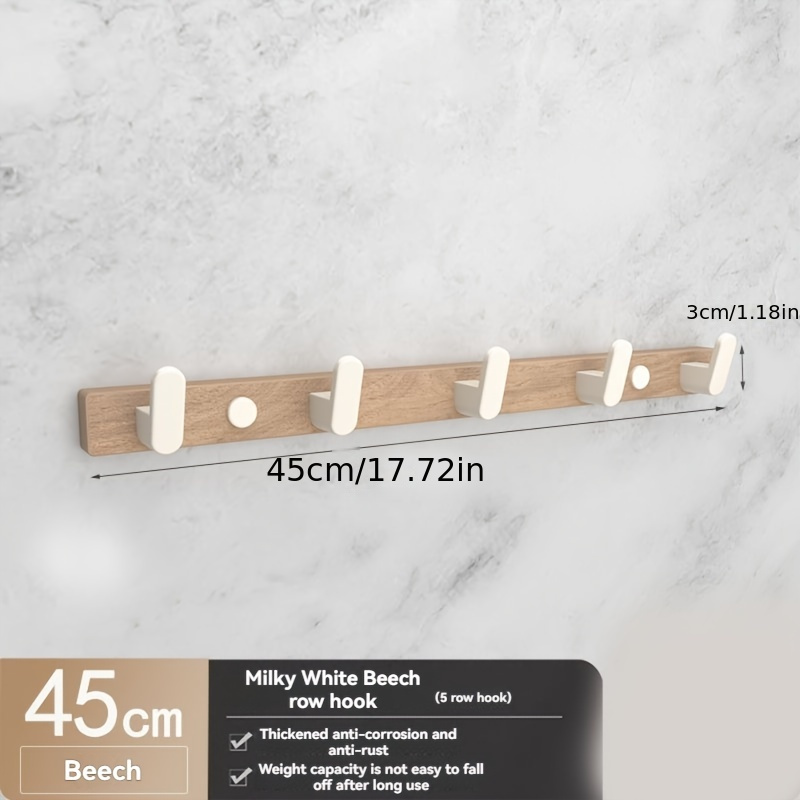 Solid Wood Wall-mounted Door Hook, Light Luxury Walnut And Maple Entryway Key Bag Organizer With 5 Hooks/4 Hooks/3 Hooks, No-drill Or Reinforced Installation Option, Sturdy And For Easy Hanging