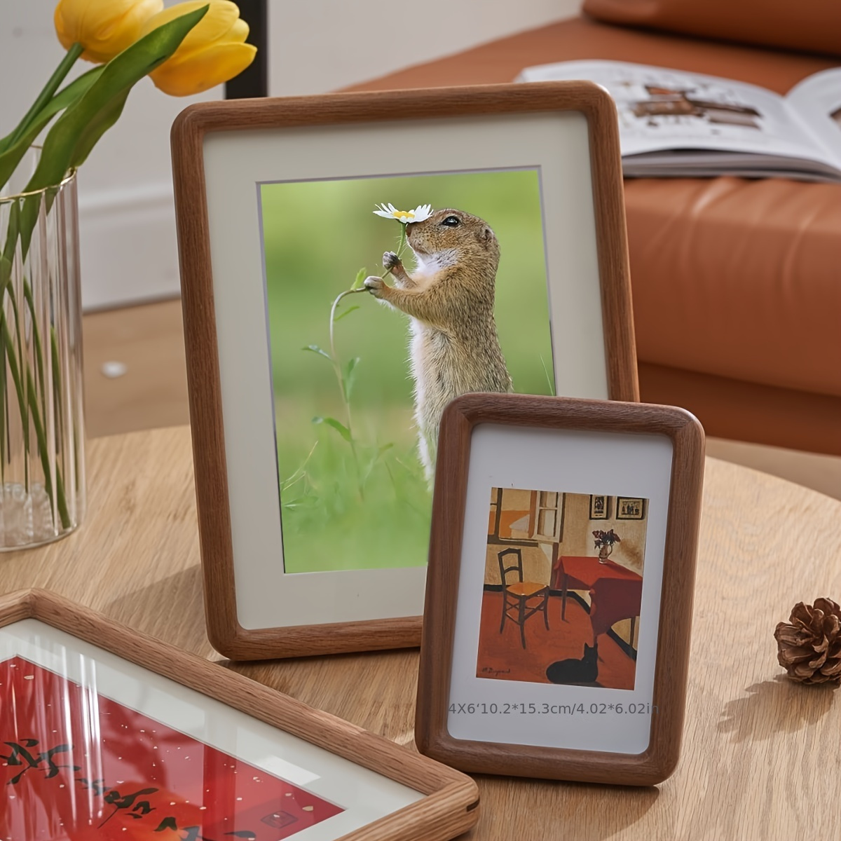 

Natural 4x6 Picture Frame Wood With Mat For Pictures 3x4 Or 4x6,square Wall Photo Frames 4x6 Solid For