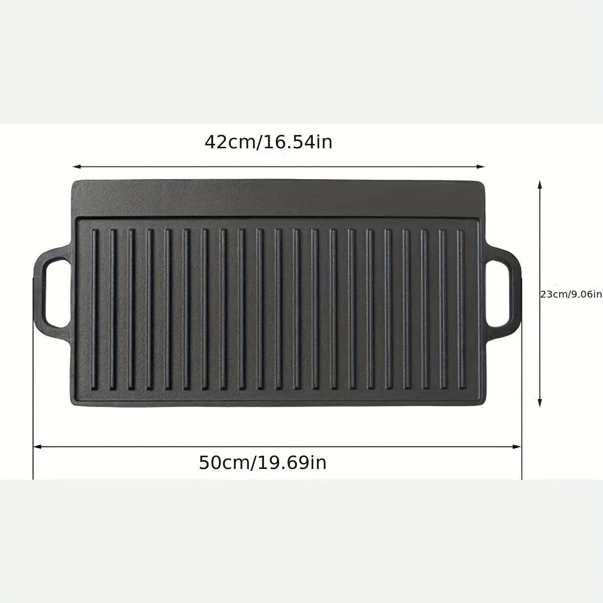 1pc, Cast Iron Double-sided Griddle, Home Outdoor Two-ear Grill Griddle  Rectangular, Suitable For Indoor Stoves Or Outdoor Grill Accessories,  Uncoated