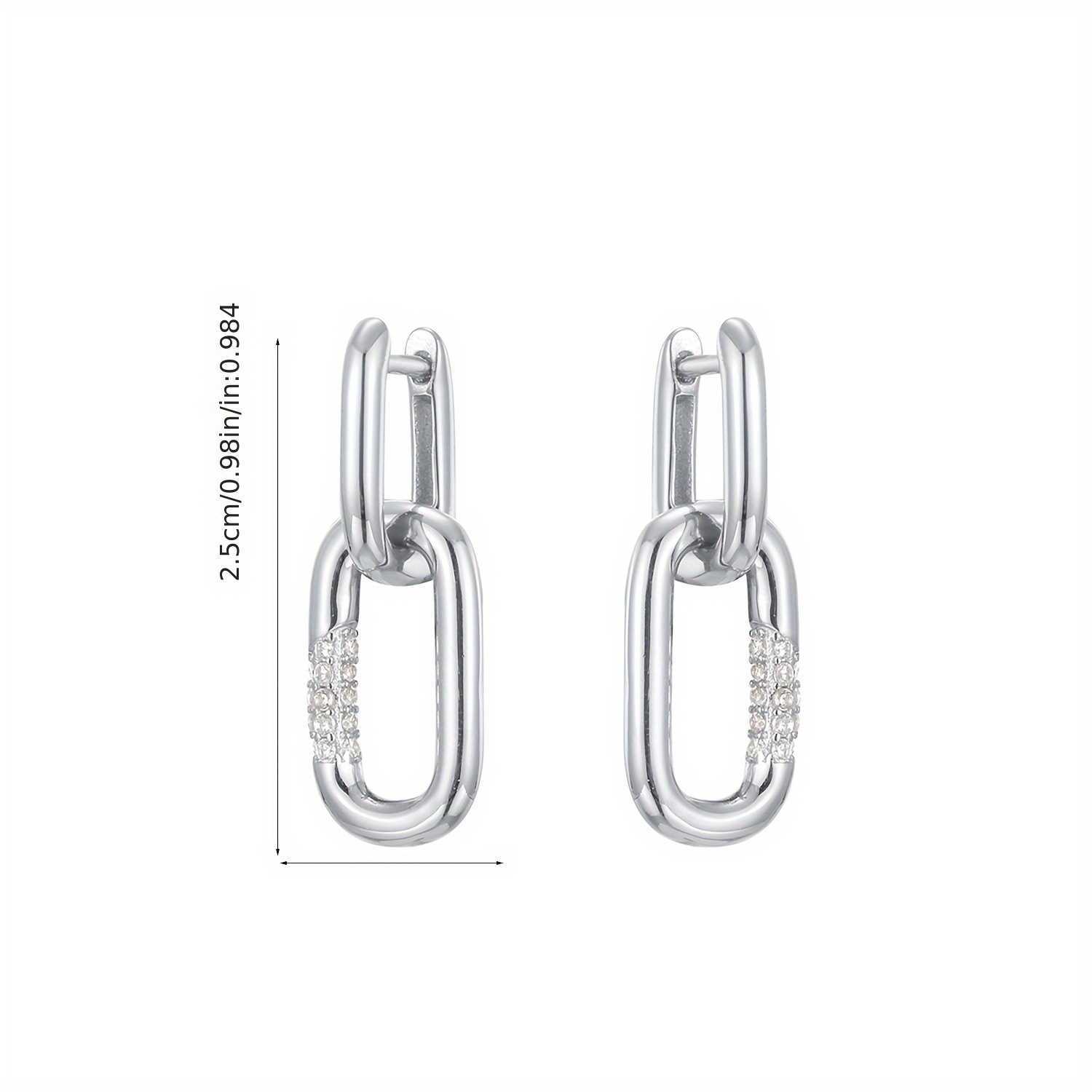 Geometric Double Ring Lock Earrings in S925 Pure Silver