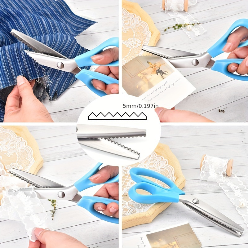 1pc Pinking Shears For Fabric Cutting,Zig Zag Scissors,Scrapbook Scissors  Decorative Edge,Great For Many Kinds Of Sewing Fabrics Leather And Craft  Paper,Professional Handheld Dressmaking,Craft Scissors Serrated Scissors,Lace  Scissors
