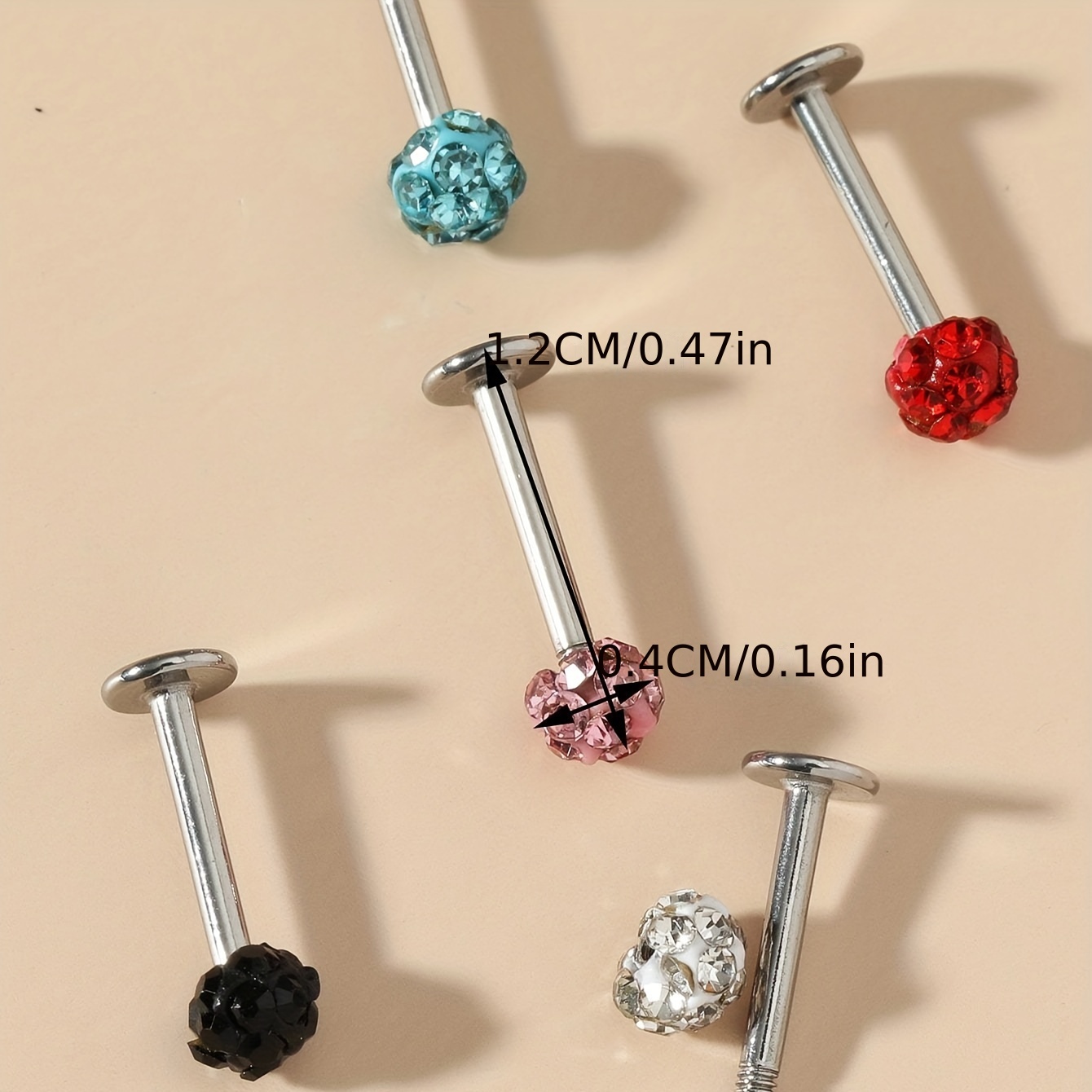 5pcs Rhinestone Stainless Steel Nose Studs, Gift Set