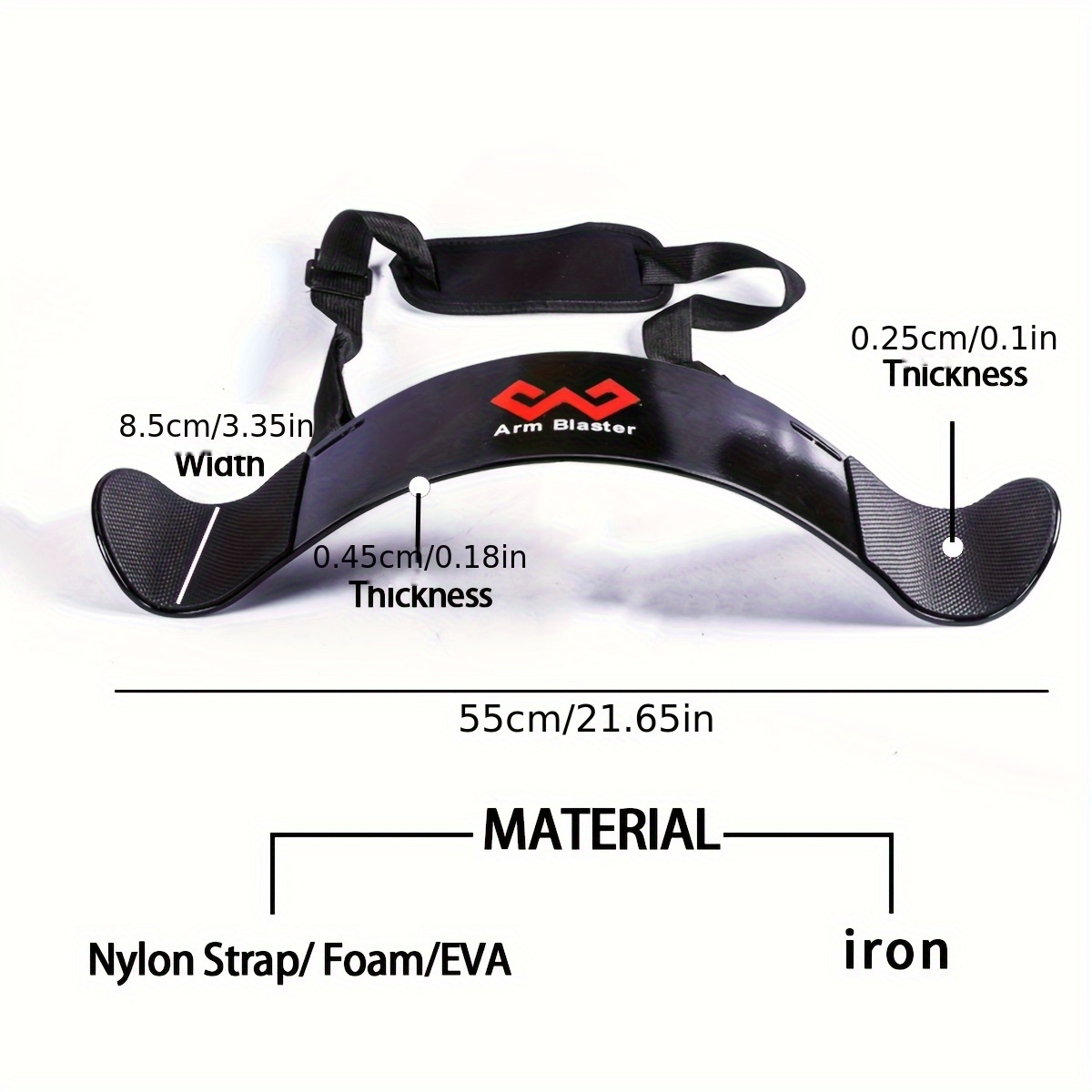 [MANUEKLEAR Arm Blaster] MANUEKLEAR Adjustable Thick Iron Arm Blaster Bicep Curl Bar | Black with Red Logo, Barbell Curl Assist for Strength Training, Sleek Design, Durable Construction