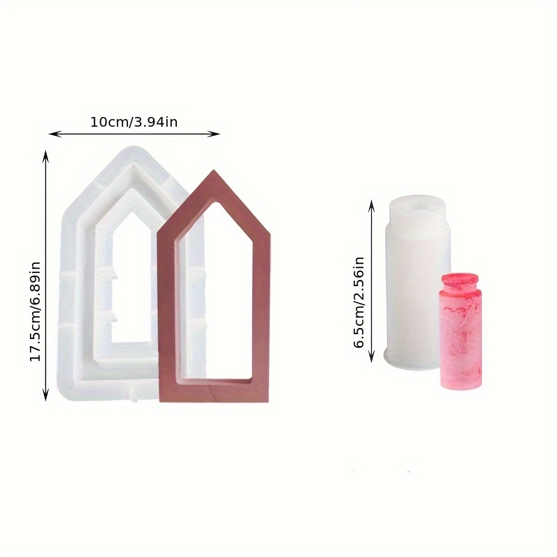 Image of 2pcs Round Love Vase Silicone Mold And Hollow Frame House Mold, Semi-transparent Pattern, Cement Crafts, Silicone Mold, Suitable For Making Resin Crafts, Cement Decorations, Art