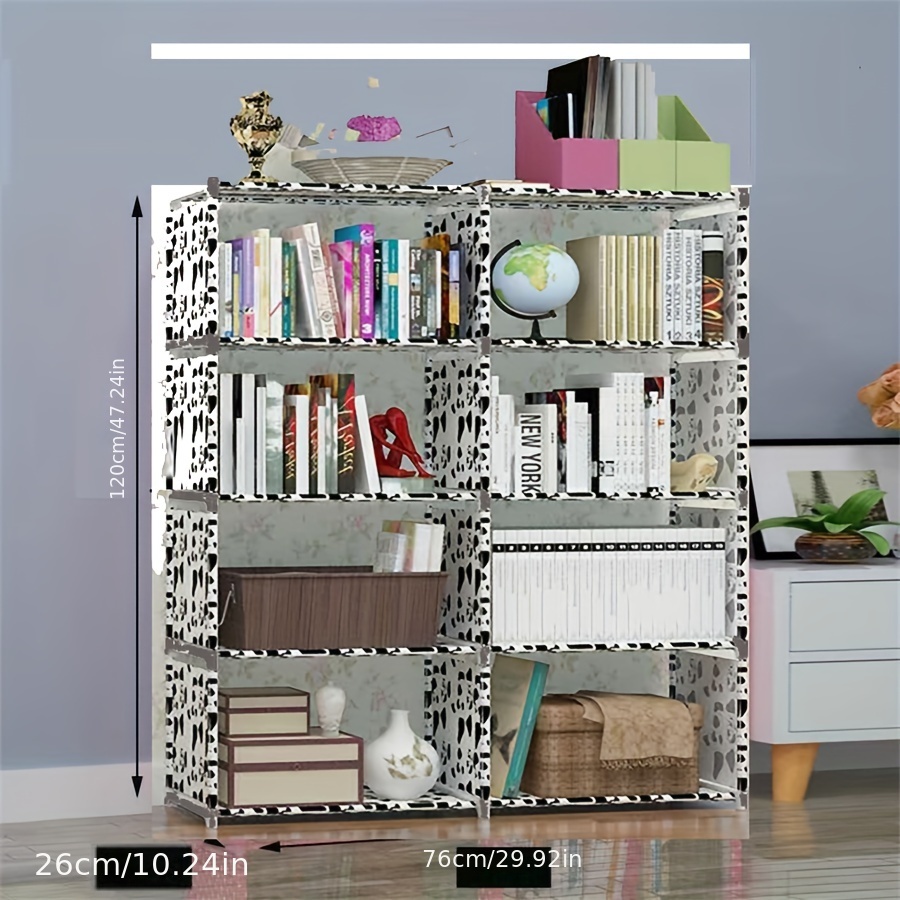 Bookcase with 2 Drawers, 4 Tiers Storage Oraganizer Bookshelf and