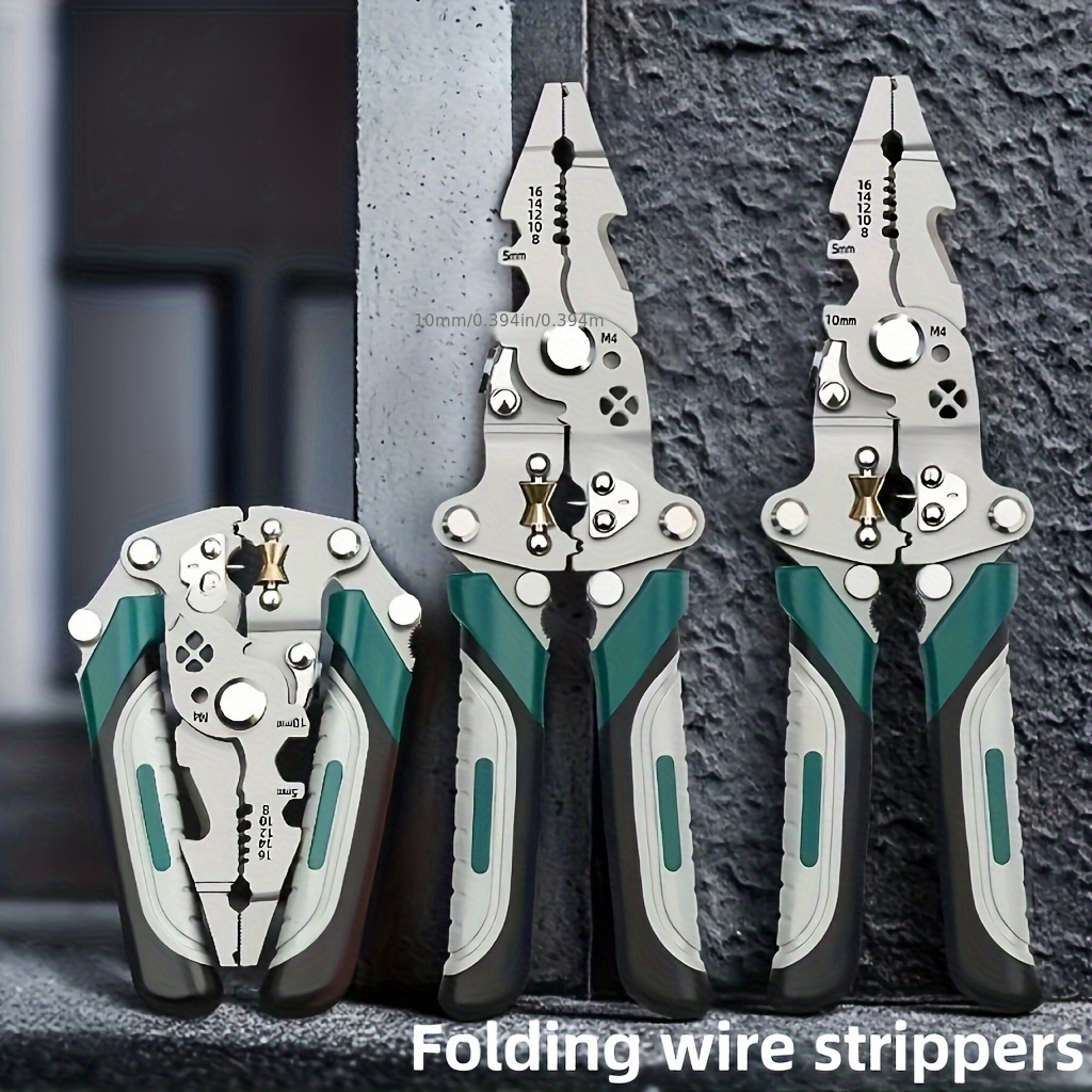 Multifunctional Wire Stripping Pliers, Foldable Design, Suitable for Electricity, Water Pipes, Crimping, Cutting, and Wire Twisting. Durable Metal Tool with Universal Use