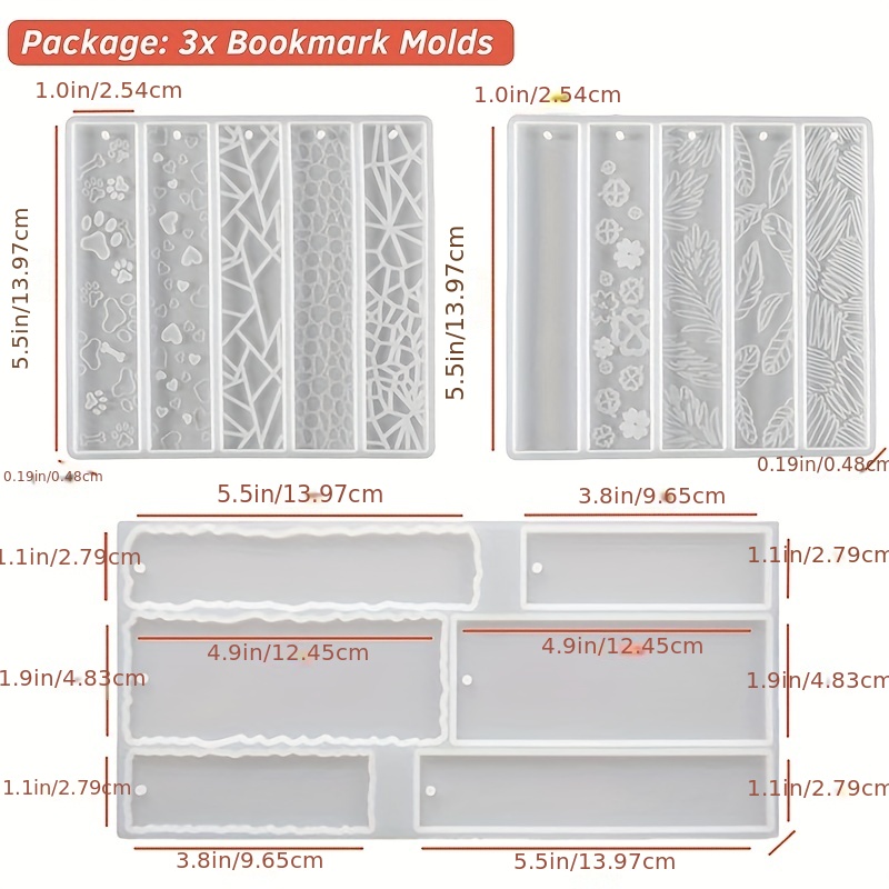 Yerpkefey 29 Pcs Bookmark Resin Mold Kit,Rectangle Bookmark Silicone Molds,Resin Bookmark Molds with 20pcs Colorful Tassels for Epoxy Resin Casting