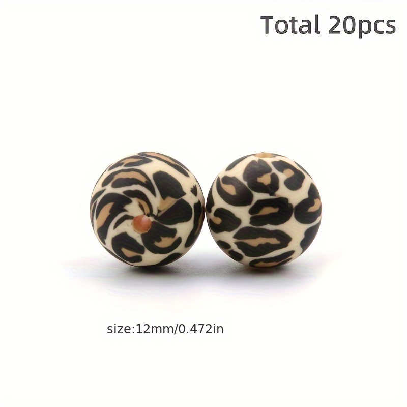 Image of 20 Leopard Print Silicone Beads, 12mm/15mm/19mm Round Leopard Print Beads For Keychains And Bracelets, Crafts And Sewing Supplies, Decorative Jewelry Making - Premium For Arts And Crafts Lovers