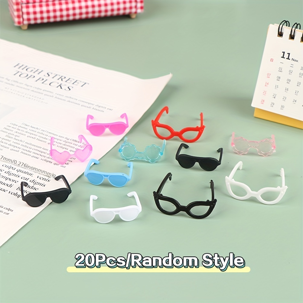 

20pcs Cool Dollhouse Miniature Eyeglasses - Colorful Doll Glasses For Decor Accessories Toy
