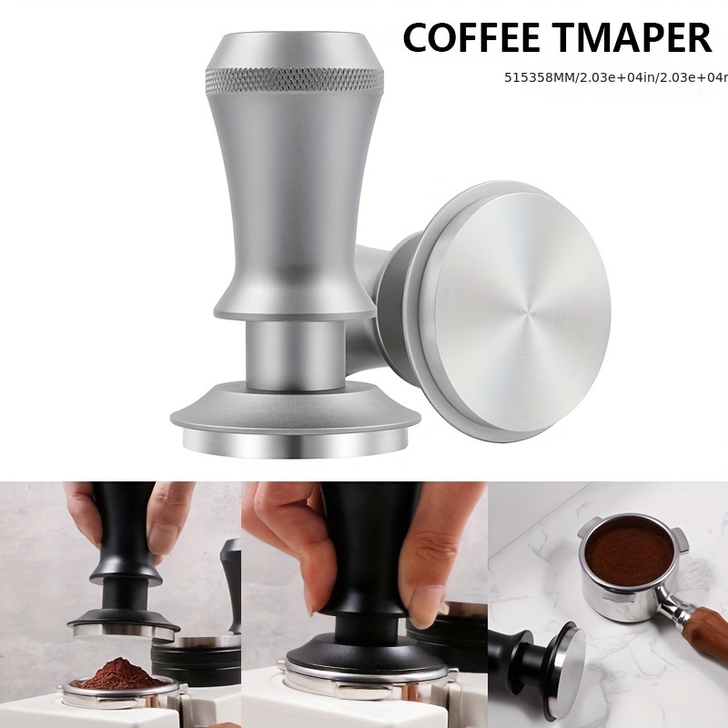 Calibrated Espresso Tamper, Coffee Tamper with Spring Aluminum Handle  Stainless Steel Flat Base, Professional Espresso Hand Tamper , 51MM Black  51mm 