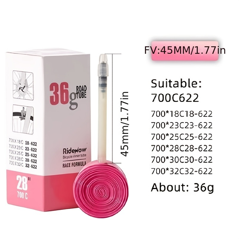 Image of Tpu Road Bicycle Bicycle Inner Tube 36g Bicycle Inner Tube 700x18/25/28/32c 45/65/85mm/3.35in Length French Mouth Inner Tube