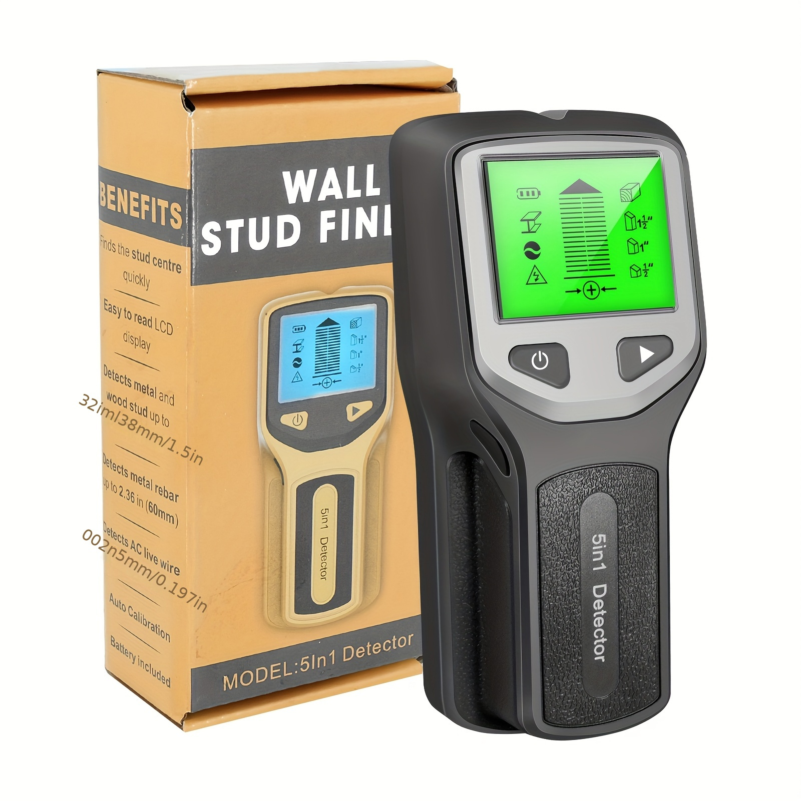 TEMU Stud Finder And Wall Scanner | Portable Electronic Detector With Lcd Display | Options | Detects Wood, Metal & Ac Wires | No , Wood Stud