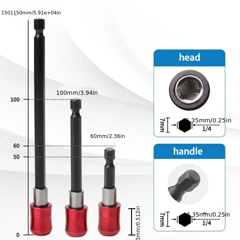 Drill Bit Extension Set - Increase Your Efficiency With 1/4 Hex Shank Quick  Release Magnetic Screwdriver Bits Holder Extender! - Temu