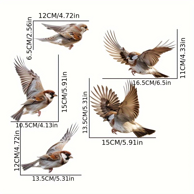   sparrow window clings removable self   decor for living room bedroom office bathroom decorative   details 1