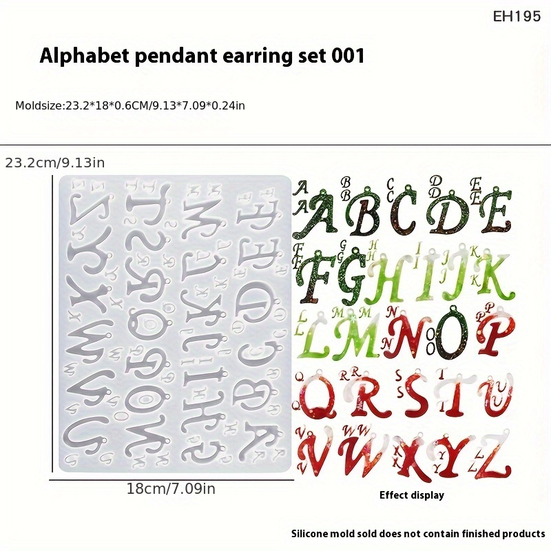 Epoxy Earrings Mold Jewelry Pendant Mold Stud Earrings Mold English Letter Pendant Mold Earrings Key Chain Pendant Silicone Mold