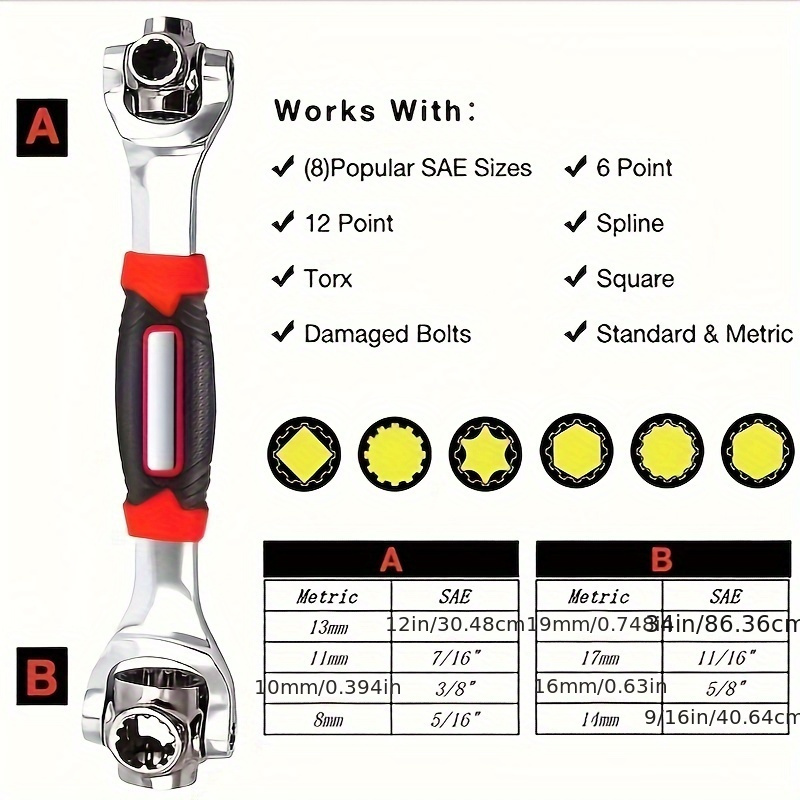 

Universal Wrench 48 In 1 Socket Wrench Multifunction Wrench Tool With 360 Degree Rotating Head, Spanner Tool For Home And Car Repair