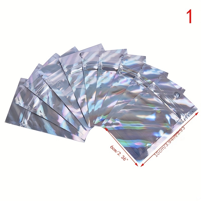 50/100pcs/set Clear Plastic Holographic Laser Ziplock Bag Jewelry Bags  6*10cm Small Thicker Crystal Packing Pouches Jewelry Bag Gift Package