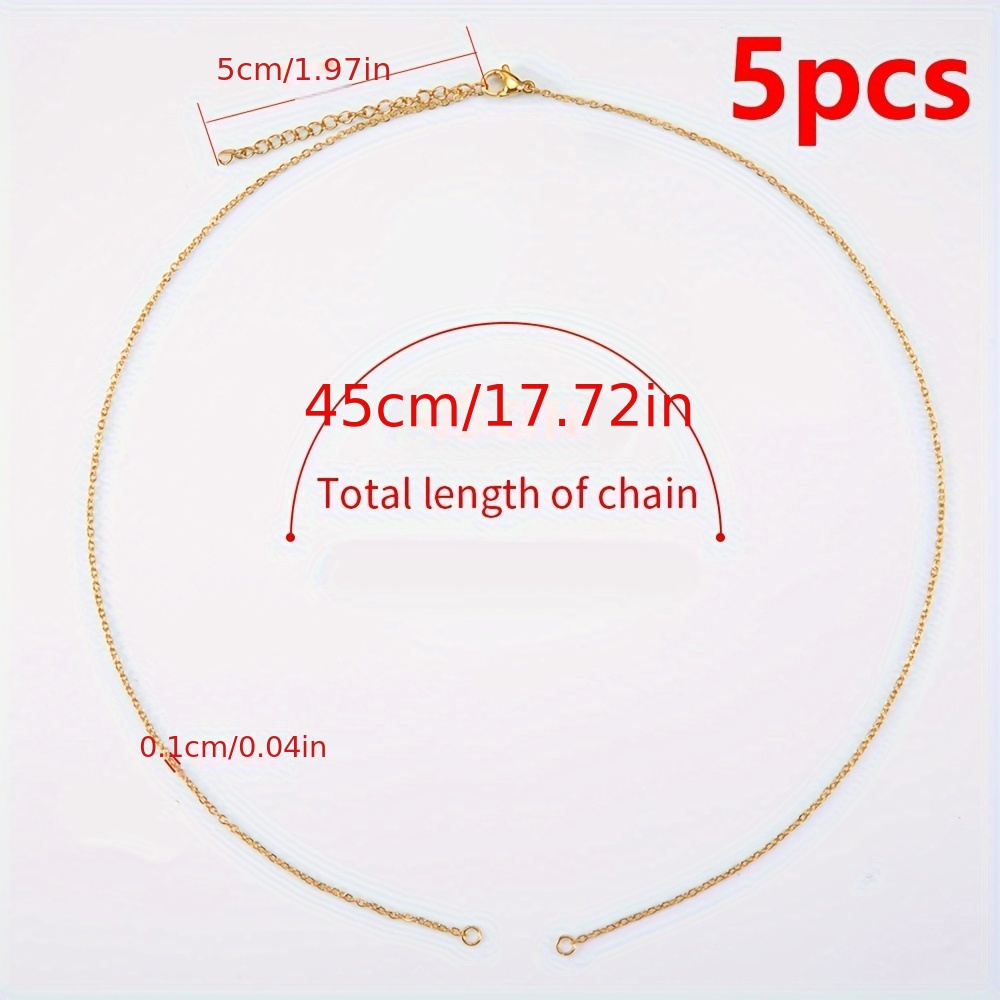 5pcs 45+5cm Stainless Steel Double Jump Rings Adjustable Cuba Necklace Chain Jewelry Making Diy Charms Pendants Chains