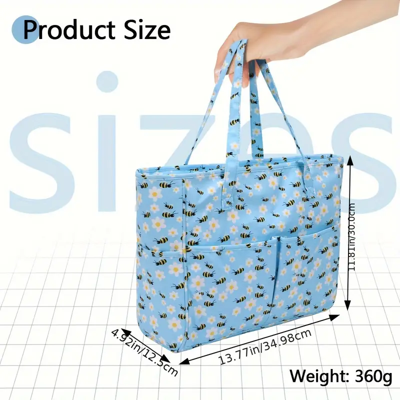Yarn Storage Bag Portable Woolen Storage Handbag Multiuse Reusable Multi Pockets Large Capacity Crocheting Bag for Outdoor Household, Size: 12