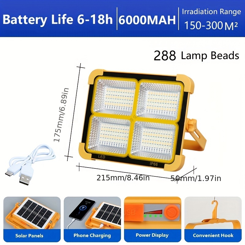LED Camping Lantern for Power Outages: 3000mAh Solar Rechargeable Lantern  with AA Battery Powered Option & USB Charging Port, Emergency Lamp