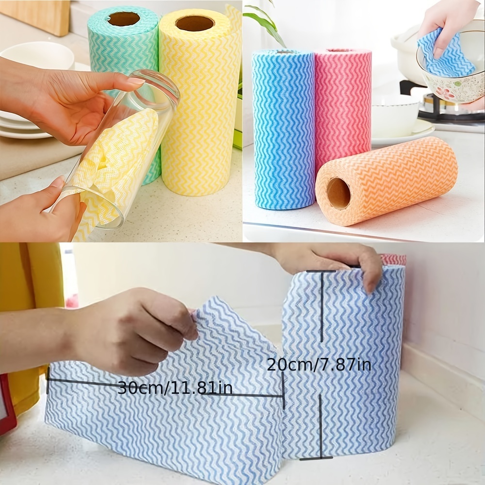 Microfiber Cleaning Cloth Rag 50-Count Roll Reusable Wash Towel