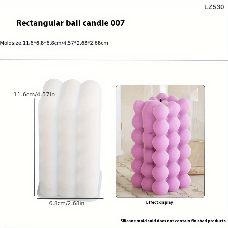 Image of Resin Casting Molds Rectangular Bubble Candle Mold, Scented Candle Mold, Rectangular Bead 3d Candle Mold, Bubble 3d Figurine Silicone Mold