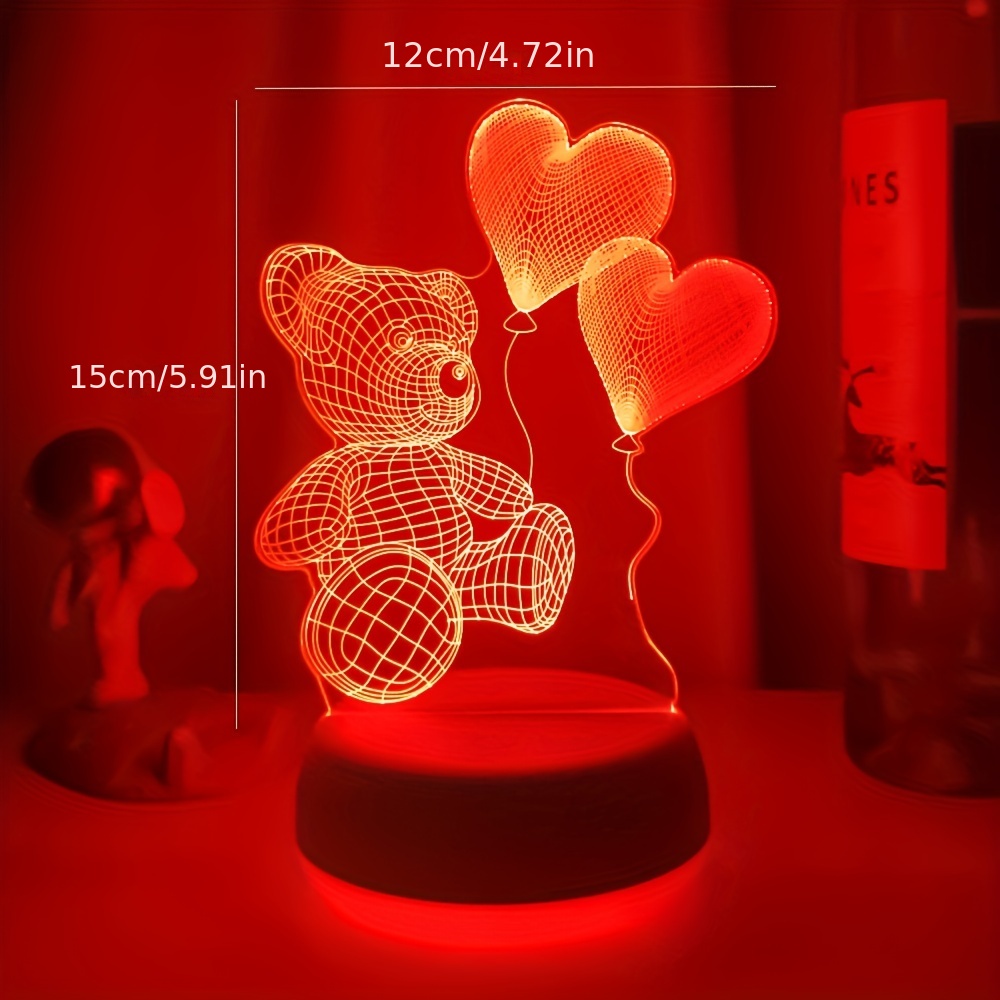 Romantique Amour Led Lampe de Nuit Coeur en forme de Nuit Salle Décor  Bureau Ornement 3d Lampe Anniversaire Cadeau Petite Amie Amoureux Cadeau