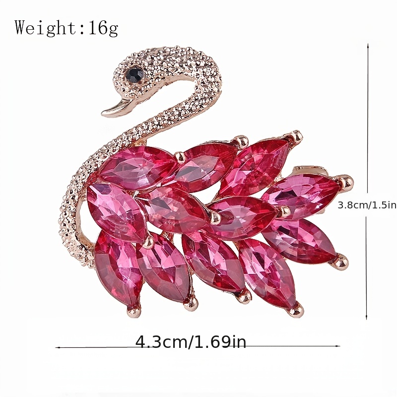 Rhinestone Flamingo Brooch Pin Crystal Animal Lapel Pin Fashion Clothes  Decor Women Gift 