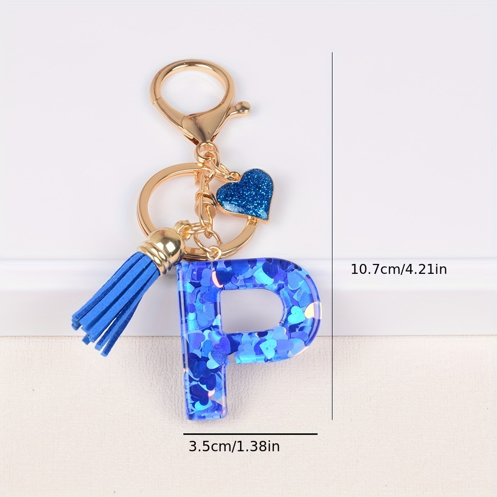 Exquisite Resin Initial Letter Keychain Women Gold Foil Alphabet